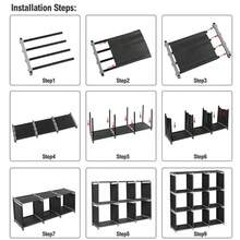 Multifunctional Assembled 3 Tiers 9 Compartments Storage Shelf Black - 黑色 - 查看 2