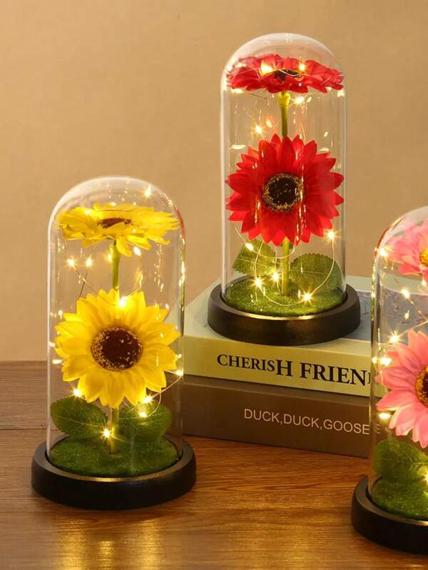 2 peças Flor Artificial de Girassol Amarela, Flor de Sabão para Dia dos Namorados, Natal, Dia das Mães, Decoração Criativa de Mesa e para Casa