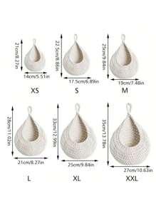 1 件壁挂篮，波西米亚风格编织篮，创意泪珠形状，适合蔬菜和水果，厨房储物篮，家居装饰，房间装饰，墙壁装饰礼物生日毕业厨房装饰 - 白色 - 查看 2