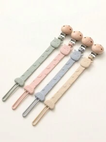 2个装婴儿硅胶奶嘴夹，恐龙和长颈鹿图案，防掉落奶嘴夹，磨牙玩具夹，婴儿用品，新生儿礼物 - 米色粉紅色 - 查看 9