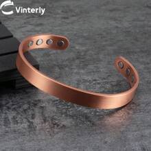 Pure Copper Bracelets For Men Matte Adjustable Cuff Vintage Magnetic 9mm Wide Energy Health Bangles Jewelry Resizable - Matte - View 1