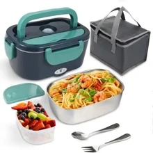 Portable Large Capacity Electric Lunch Box, Food Warmer Heater, Stainless Steel Container For Car, Truck, Office And Outdoor, Multi-Function Design, Convenient And Efficient