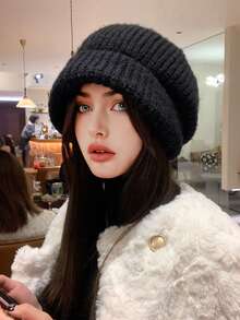 1 件女式针织帽，厚实保暖内衬耳罩冬季帽，蓬松休闲优雅复古街头时尚百搭头饰，适合户外、滑雪、骑自行车、旅行、派对、日常使用 - MM1192 - 查看 6