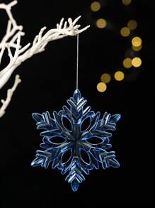 1 Acrylic Hexagonal Ice Crystal Snowflake Decoration Pendant, High Transparency Home Holiday Pendant, Christmas Colored Snowflake Pendant