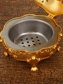 1 peça Queimador de incenso de liga com design floral exclusivo, decorações Rama Kareem cor dourada, alça de estrela perfurada para casa, hotel, restaurante, noite de encontro, presente romântico - Ouro - Ver 5