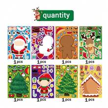 圣诞装饰 8 件卡通圣诞贴纸套装 - 自粘、可重复使用、矩形，适合制作自己的贴纸、派对游戏、工艺套件和活动 - 非常适合塑料表面 - 彩色 - 查看 9