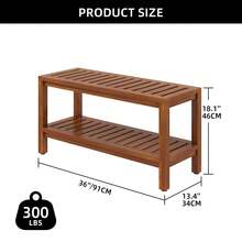 30''/36" Wooden Shower Bench Stool With Storage Shelf Waterproof Bathroom Bench ,Stable Structure, Two Sizes Available - Brown - View 5