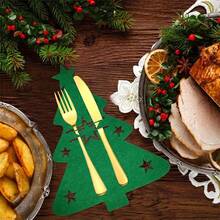 6 món giá đựng đồ ăn Giáng sinh, giá đựng dao kéo, giá đựng đồ bạc, túi đựng dao kéo, vỏ bọc cây thông Noel, dao nĩa ăn tối - dành cho chủ đề ngày lễ Giáng sinh, đồ dùng cho bữa tiệc, đồ trang trí bàn (đỏ xanh lá cây) - Nhiều màu - Xem 5