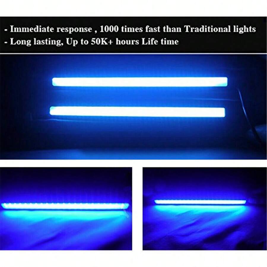 12V LED Strip DRL Daytime Running Lights Fog COB Car Lamp Driving Blue
