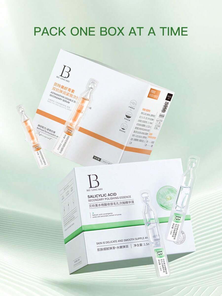 1.5ml*30pcs 水杨酸虾青素精华，收缩毛孔，淡化斑点，提亮肤色，抗氧化，保湿，紧致平滑，去角质，改善痤疮精华 - 彩色 - 查看 1