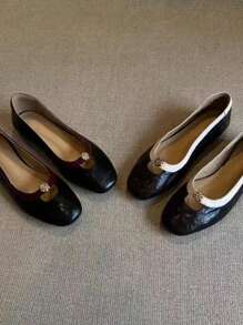 女士复古法式平底玛丽珍鞋，棕褐色，百搭而优雅
