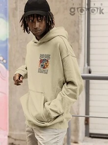 Sweatshirt Mushroom Skull Hippie Fashion Bad Days CANGURU 2519 GEEK FLUX - 卡其色 - 查看 4