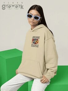 Sweatshirt Mushroom Skull Hippie Fashion Bad Days CANGURU 2519 GEEK FLUX - 卡其色 - 查看 6