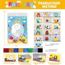 儿童 DIY 魔术艺术贴纸绘画带彩色闪光贴纸，适合男孩和女孩的艺术品玩具 - 多色 - 查看 7