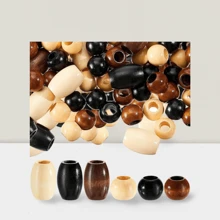 130 Pieces Large Wooden Spacer Beads Wooden Beads Round Loose Beads With 10 Mm Large Hole For Macrame Making Kits Jewelry Making Hair DIY Craft Handmade Decor(Wood Color) - 彩色 - 查看 1
