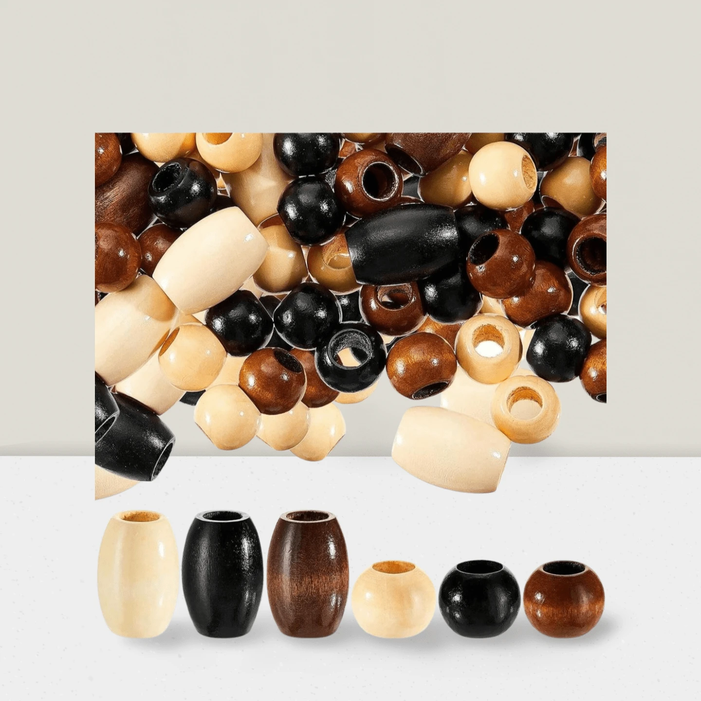 130 Pieces Large Wooden Spacer Beads Wooden Beads Round Loose Beads With 10 Mm Large Hole For Macrame Making Kits Jewelry Making Hair DIY Craft Handmade Decor(Wood Color) - 彩色 - 查看 1