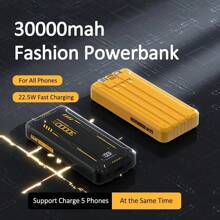 Power Bank Batería Portátil 30000mah YISEN Carga rápida de 22.5w 3 cables incorporados con luz LED - Negro - Ver 2