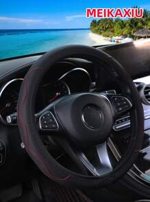 MEIKAXIU 1pc PU Leather 3D Embossed Hand Shape Massage Soft Car Steering Wheel Cover, Fits 14.5-15 Inch Cars, Black & Red, Applicable All Year Round - one-size - View 13