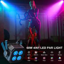SEBRUANC 60W Par Light 4 RGB LED With Remote Control DMX512 Sound Control Stage Lighting Equipment For Christmas Decor Carnival Party Wedding Musical Show Club Bar KTV DJ Disco - 6 PCS - View 3