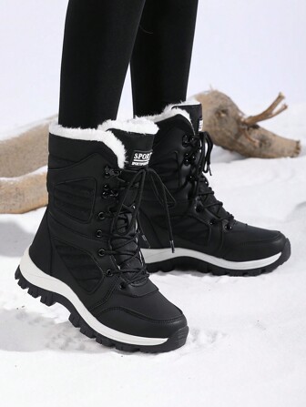 2025款女士冬季厚底减震保暖雪地靴，时尚百搭休闲鞋，毛绒靴