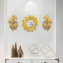 Set di 3 specchi da parete in plastica dorata creativa, decorazione da parete elegante e di lusso, senza elettricità necessaria (25 cm/9,84 pollici), ideale per soggiorno, camera da letto, ingresso, decorazione per la casa, ottimo regalo