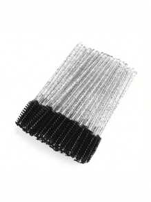 300 piezas 100 piezas 50 piezas Pinceles negros desechables de alta calidad para los ojos - Suaves, delicados, precisos para extensiones de pestañas, cejas y maquillaje, aptos para piel normal - Sin fragancia, varilla de plástico ABS, diseño de pincel de palma, fácil de usar - Set de maquillaje para ojos de mamá