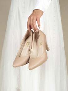 Stiletto con tacon delgado mediano - Beis - Ver 8