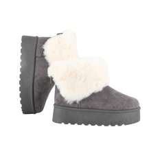 READYSALTED Women's Suede Snow Boots Fashionable Comfortable Slip Resistant Boots Women's Plush Warm Lined Ankle Boots - Grey - View 3