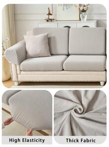 1pc Premium Chenille Solid Color Sofa Seat Cover, Style Slip Resistant Elastic Sofa Slipcover, Anti-Scratch Pet Proof Couch Cover Suitable For L-Shaped Sofa And 1/2/3/4 Seat Sofa (One Piece) - Light Grey - View 8