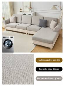 1pc Premium Chenille Solid Color Sofa Seat Cover, Style Slip Resistant Elastic Sofa Slipcover, Anti-Scratch Pet Proof Couch Cover Suitable For L-Shaped Sofa And 1/2/3/4 Seat Sofa (One Piece) - Light Grey - View 7