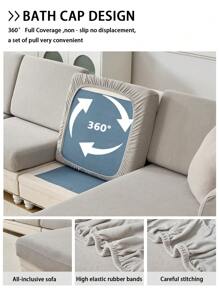 1pc Premium Chenille Solid Color Sofa Seat Cover, Style Slip Resistant Elastic Sofa Slipcover, Anti-Scratch Pet Proof Couch Cover Suitable For L-Shaped Sofa And 1/2/3/4 Seat Sofa (One Piece) - Light Grey - View 9