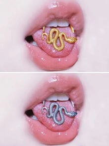 1件装不锈钢蛇舌环，蟒蛇舌钉，穿刺饰品，14号