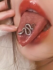 1件装不锈钢蛇舌环，蟒蛇舌钉，穿刺饰品，14号
