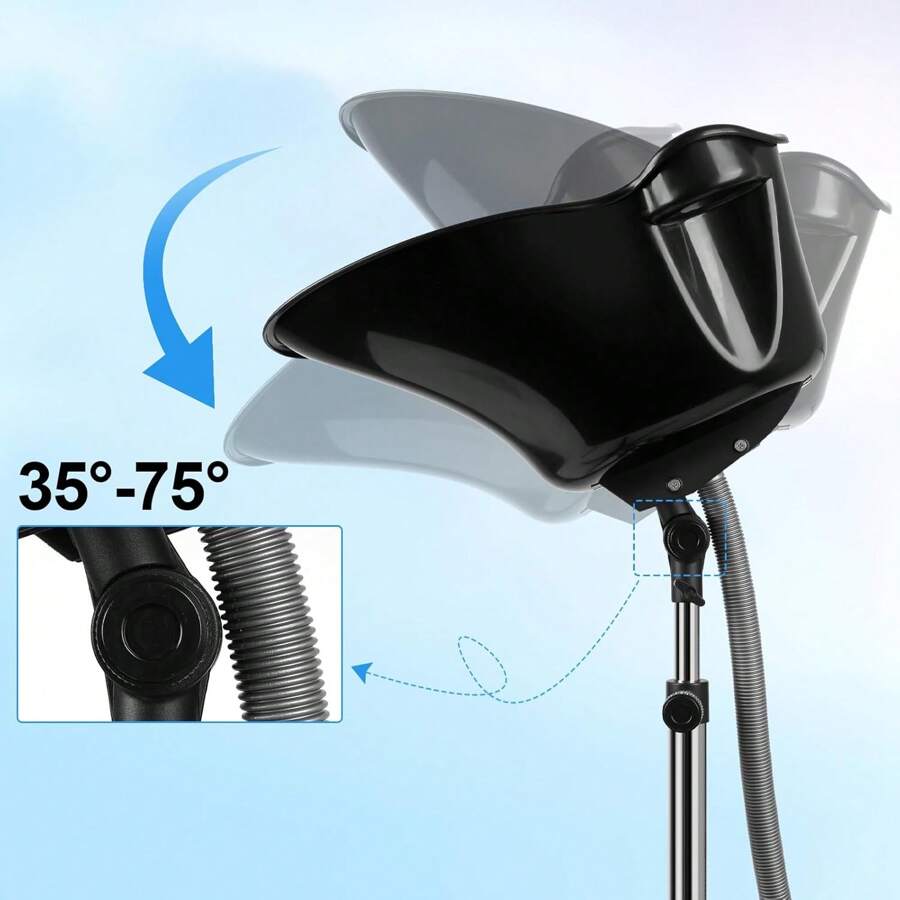 Bồn rửa mặt di động, bồn rửa mặt có thể điều chỉnh độ cao với ống xả cho salon tại nhà, trang trí phòng tắm, mùa hè trở lại trường - màu đen - Xem 1