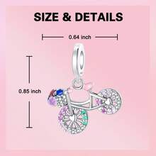 镀银吊饰旋转自行车彩色花篮自行车小车系列吊饰吊坠球适用于手链 DIY 女士珠宝 - 吊墜 - 查看 9