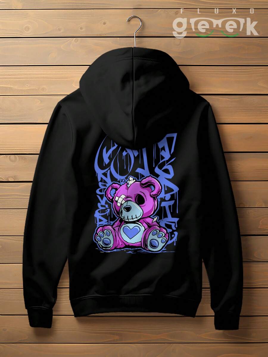 Sweatshirt Bear Streetwear Oversize Style Cute Bear CANGURU 2525 GEEK FLUX - màu đen - Xem 1