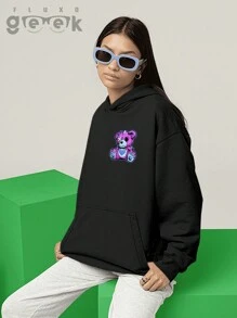 Sweatshirt Bear Streetwear Oversize Style Cute Bear CANGURU 2525 GEEK FLUX - màu đen - Xem 6