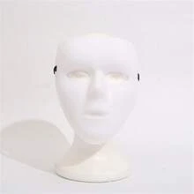 Máscara blanca pura y aterradora de terror, accesorios clásicos de disfraz de máscara completa, decoración de festividades de Halloween, utilería de cosplay y disfraces, para fiestas, clubes, decoración de escenarios y accesorios para fotografías - Blanco - Ver 2