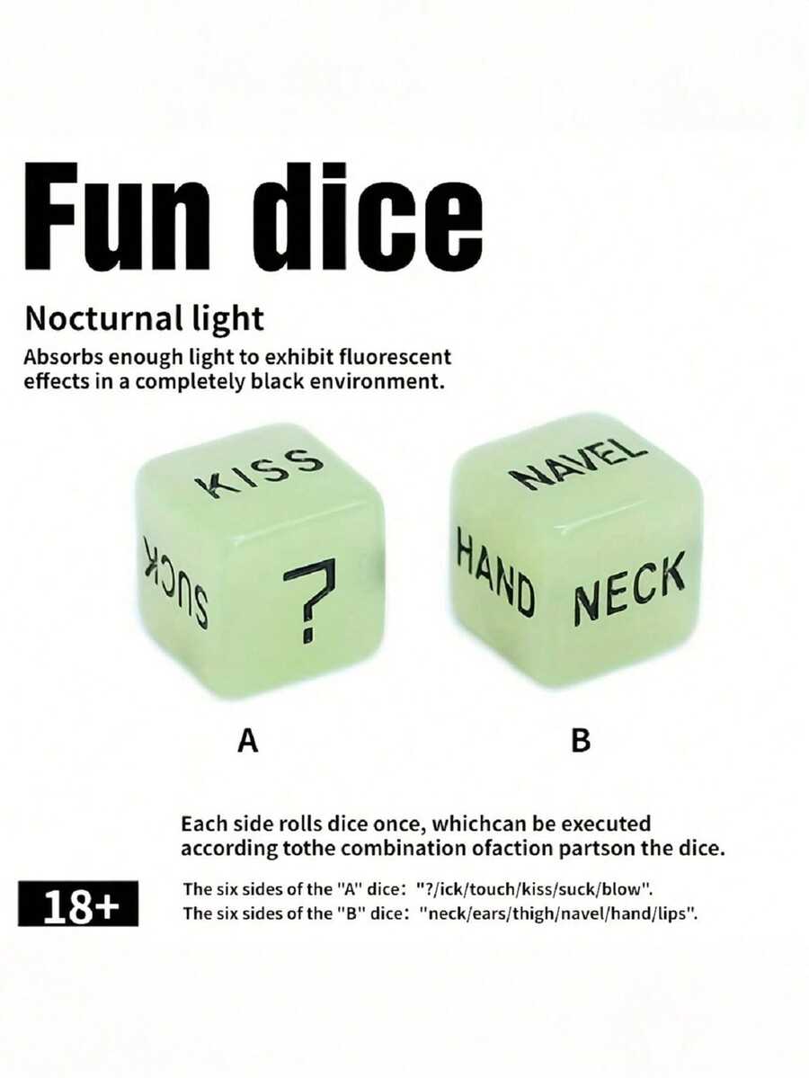 2pcs Glow In The Dark Love Dice For Couple, Anniversary, Valentines Day