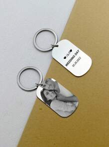 定制不锈钢个性化照片，带双面军事徽章，父亲节、母亲节、情人节、周年纪念日以及送给家人、朋友和情侣的特殊礼物 - 彩色 - 查看 4