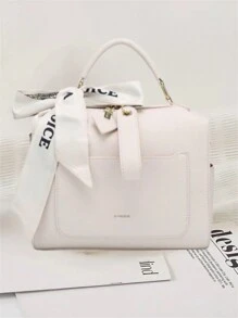 Versatile Crossbody Bag, Modern Textured Shoulder Bag, Casual - 白色 - 查看 2