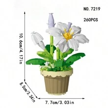 1 pieza Maceta miniatura de plástico con bloques de construcción intercambiables de flores, juguete creativo de flores eternas de bloques de construcción DIY, decoración de escritorio mini, incluye 12 estilos como girasol y rosa, adecuado para decorar el hogar, fiestas, oficina y otros lugares. Excelente regalo de Navidad/Halloween/Año Nuevo/Día de San Valentín/Cumpleaños para amigos y niños - Multicolor - Ver 18