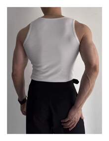 Men's American Style Ribbed Tank Top - White - View 2