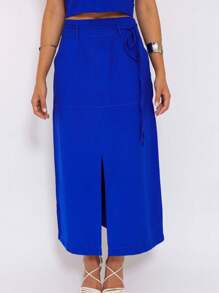 Women's Cropped Set And Tailored Skirt By Marrant Claire De Lune Mode - 寶藍色 - 查看 8
