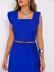 Women's Cropped Set And Tailored Skirt By Marrant Claire De Lune Mode - 寶藍色 - 查看 7