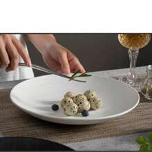 Japanese Style Stone Texture Black & White Ceramic Dinnerware, Wholesale Lightweight Luxury Flat Dish, Steak Plate For Home Use