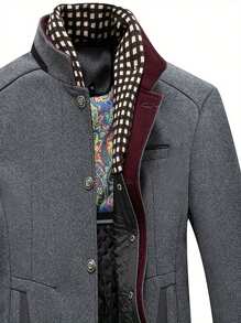 Men's Business Woolen Coat Fashion Scarf Ironless Woolen Coat Windproof Warm Coat - 黃色 - 查看 7