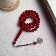 1 件 51 颗珠子简约优雅亚克力材质串珠手链配黑色链条，适合男士日常佩戴