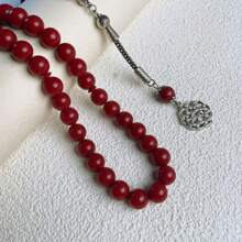 1 件 51 颗珠子简约优雅亚克力材质串珠手链配黑色链条，适合男士日常佩戴