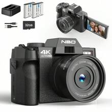 Máy ảnh kỹ thuật số NBD dành cho nhiếp ảnh, máy quay video/vlog 48MP & 4K có WiFi, máy ảnh du lịch tự động lấy nét 60FPS (màu đen) - màu đen - Xem 1